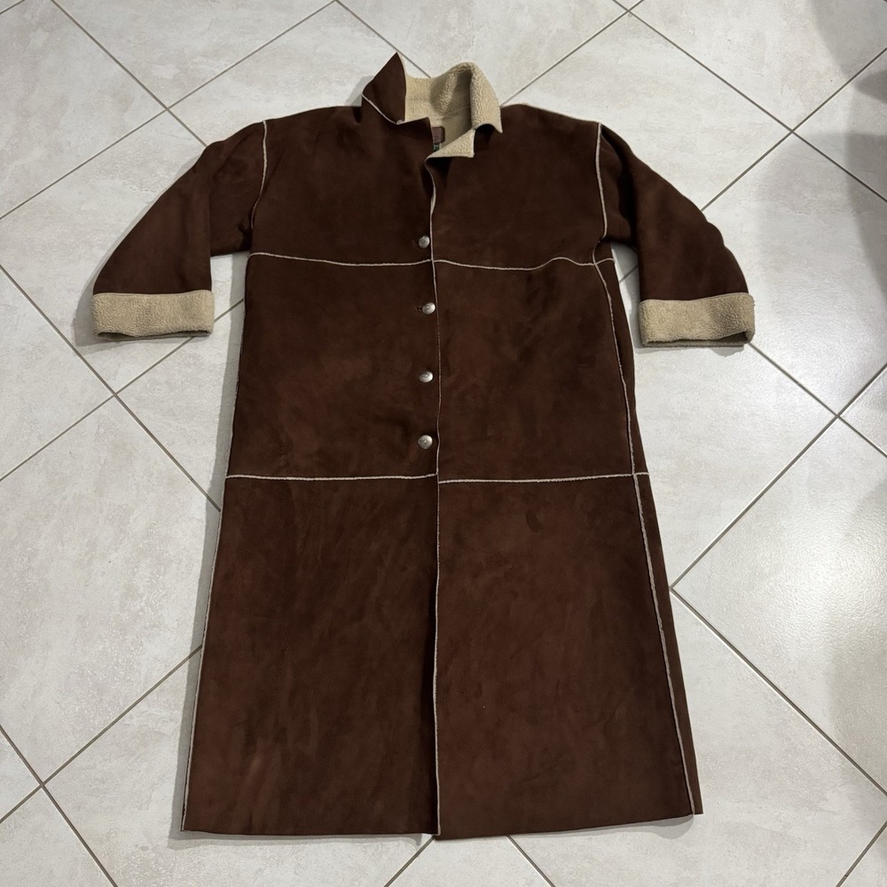 Lauren‎ Ralph Lauren Coat Womens 3X Brown Faux Suede Shearling Long Country